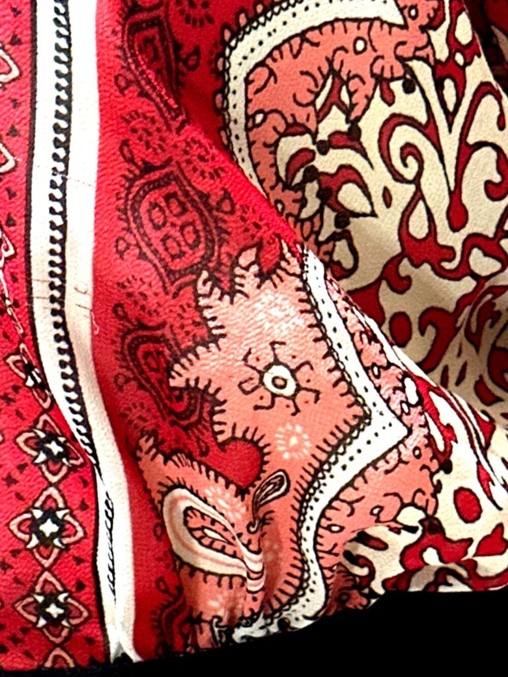 Forever 21 Size S Red Black Paisley Empire Waist Tunic Top Boho Festival Romance - Picture 9 of 13